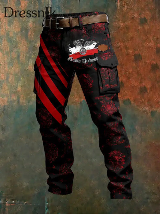 Herren Vintage Deutsche Flagge Print Freizeit-Cargo hosen A / S