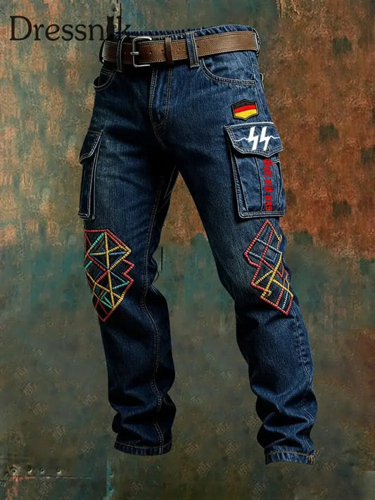 Herren Vintage Deutsche Flagge Print Freizeit-Cargo hosen A / S