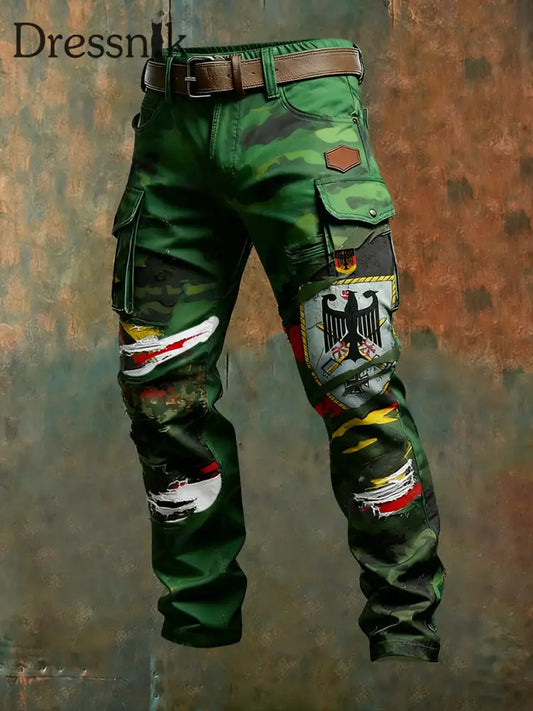Herren Vintage Deutsche Flagge Print Freizeit-Cargo hosen A / S