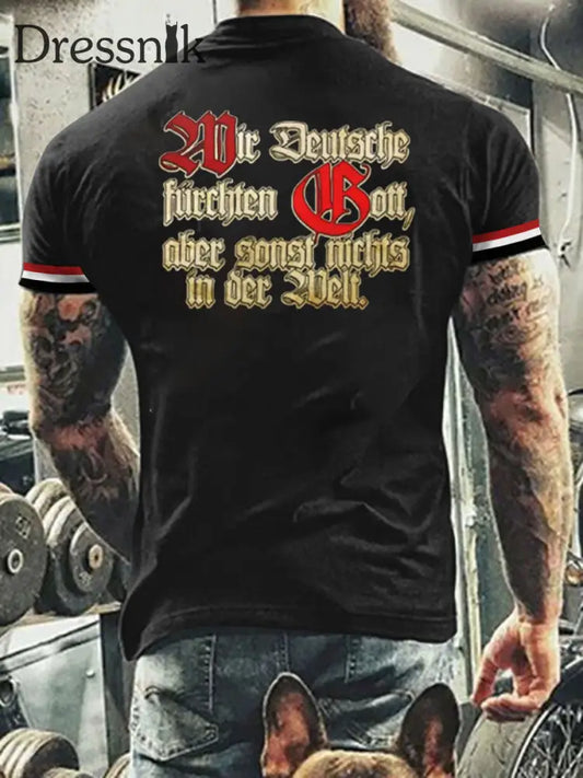 Herren Vintage Deutsche Kunst Grafik Casual T-Shirt A / S