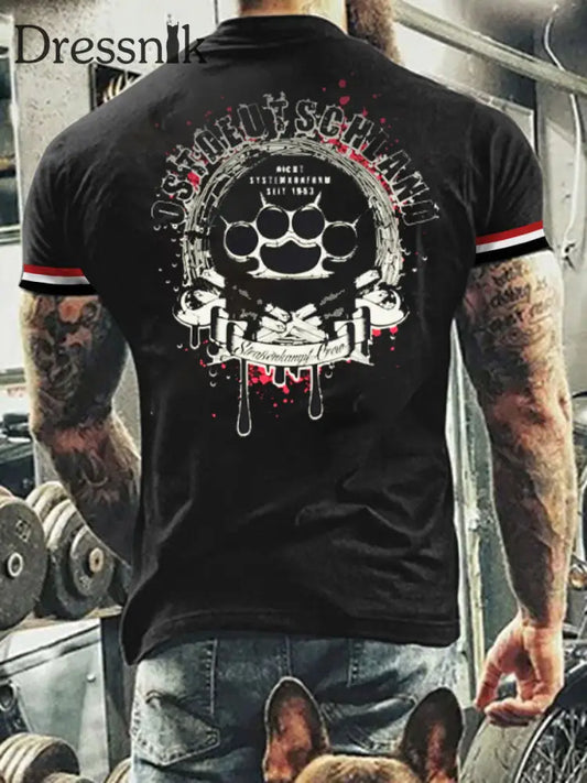 Herren Vintage Deutsche Kunst Grafik Casual T-Shirt A / S