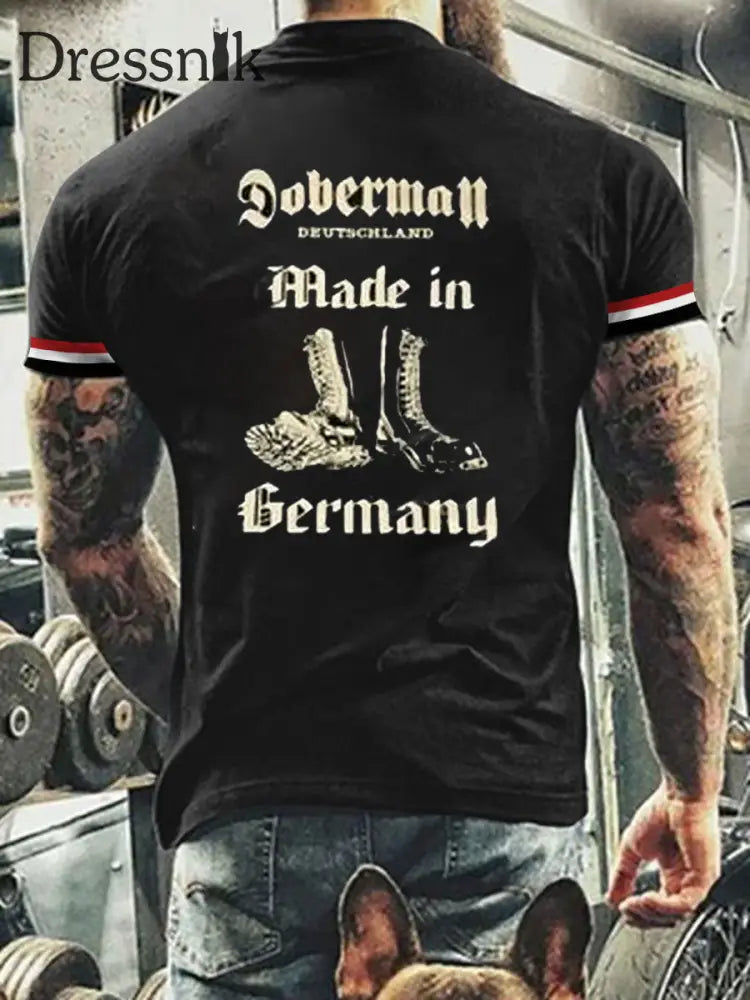 Herren Vintage Deutsche Kunst Grafik Casual T-Shirt A / S