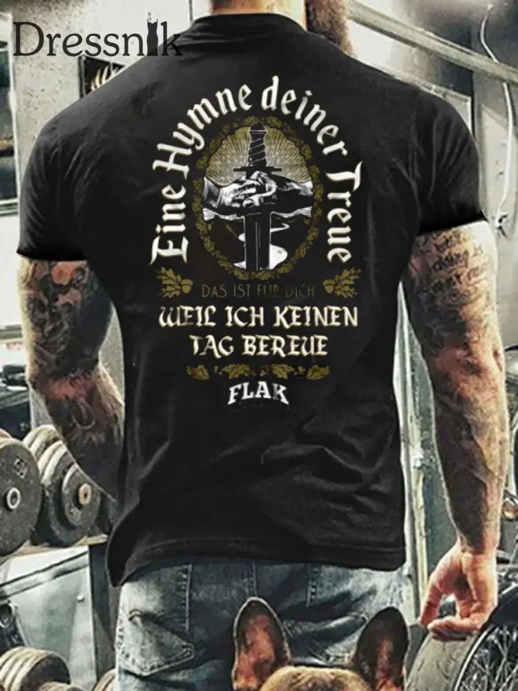 Herren Vintage Deutsche Kunst Grafik Casual T-Shirt A / S