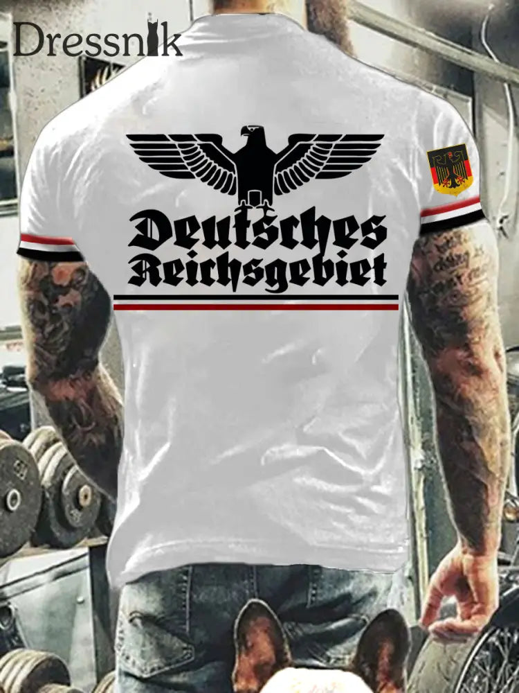 Herren Vintage Deutsche Kunst Grafik Casual T-Shirt A / S