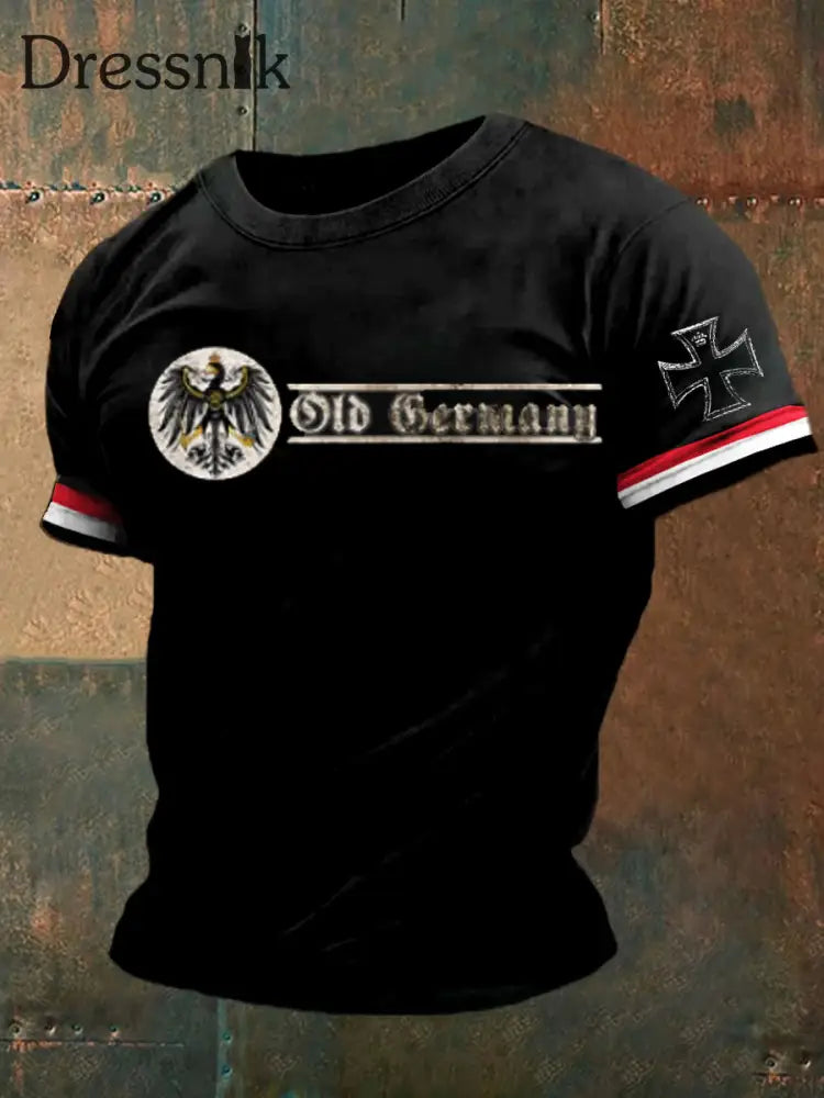 Herren Vintage Deutsche Kunst Grafik Casual T-Shirt A / S