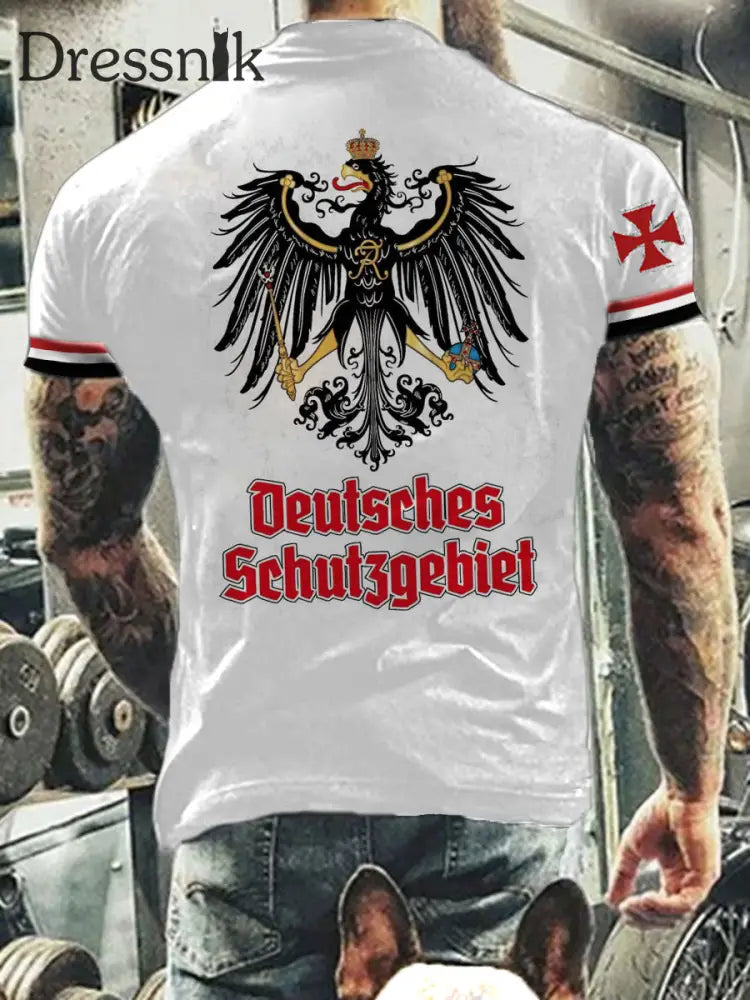 Herren Vintage Deutsche Kunst Grafik Casual T-Shirt A / S