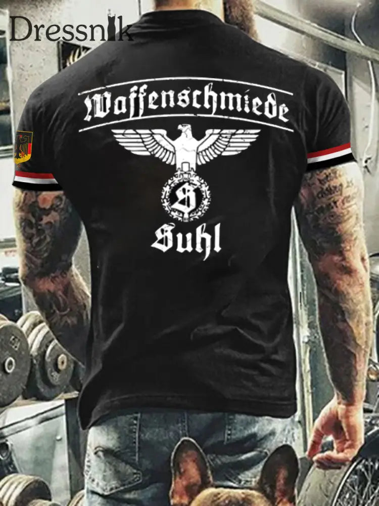Herren Vintage Deutsche Kunst Grafik Casual T-Shirt A / S