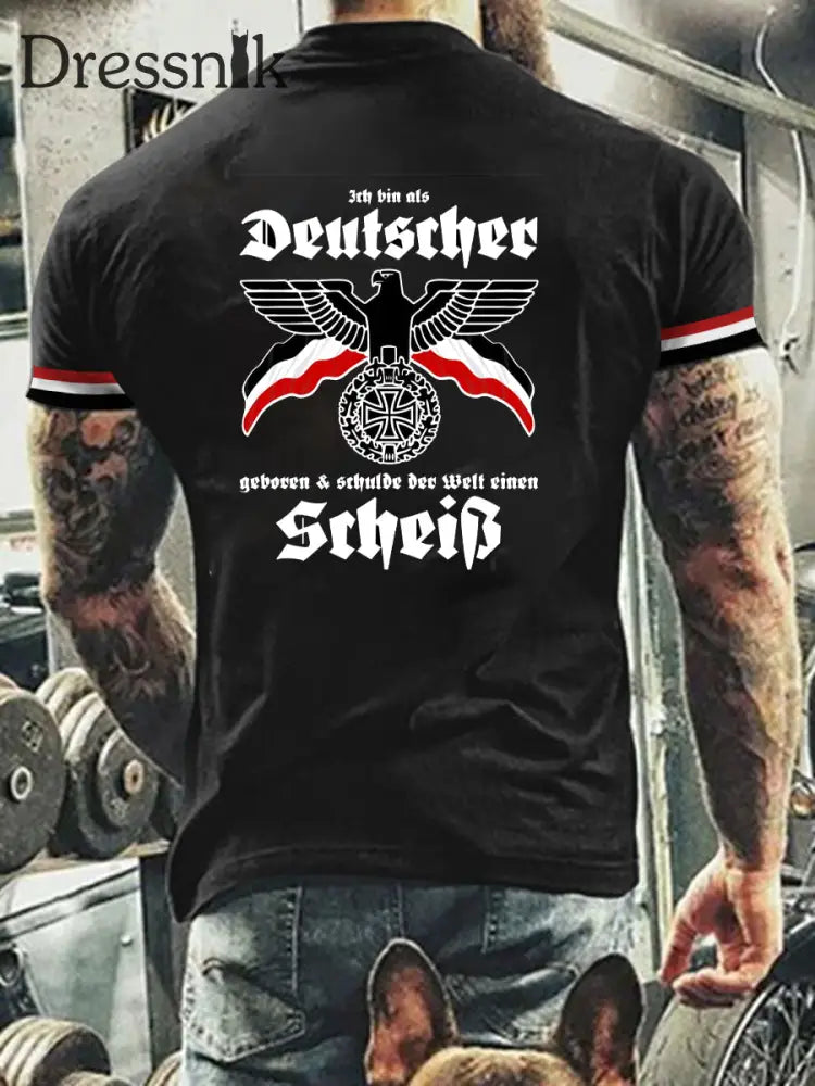 Herren Vintage Deutsche Kunst Grafik Casual T-Shirt A / S