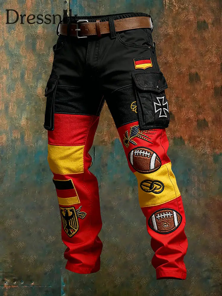Herren Vintage deutsche Rugby-Fan bedruckte lässige Arbeits hose A / S