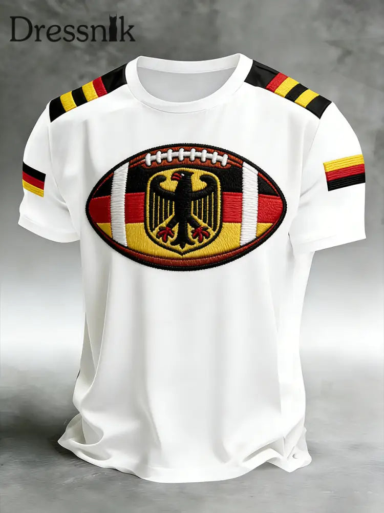 Herren Vintage deutscher Rugby-Fan bedrucktes lässiges T-Shirt A / S