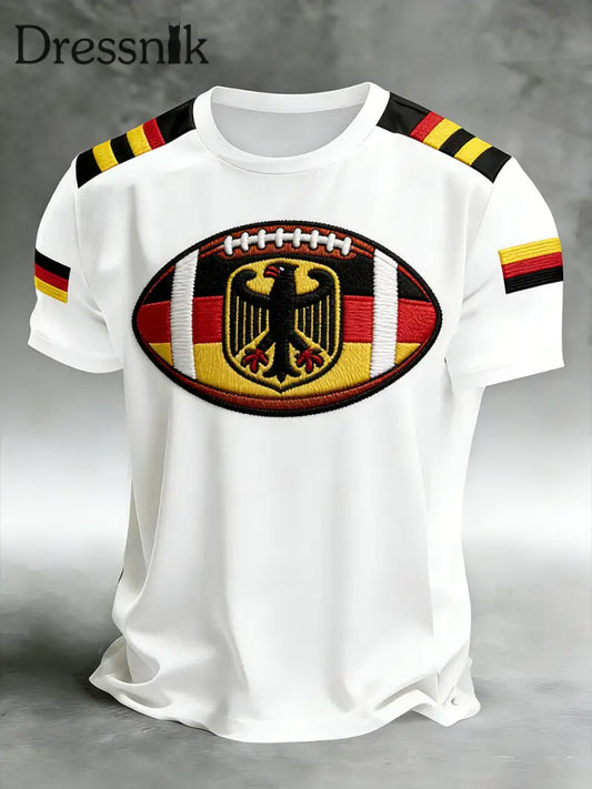 Herren Vintage deutscher Rugby-Fan bedrucktes lässiges T-Shirt A / S