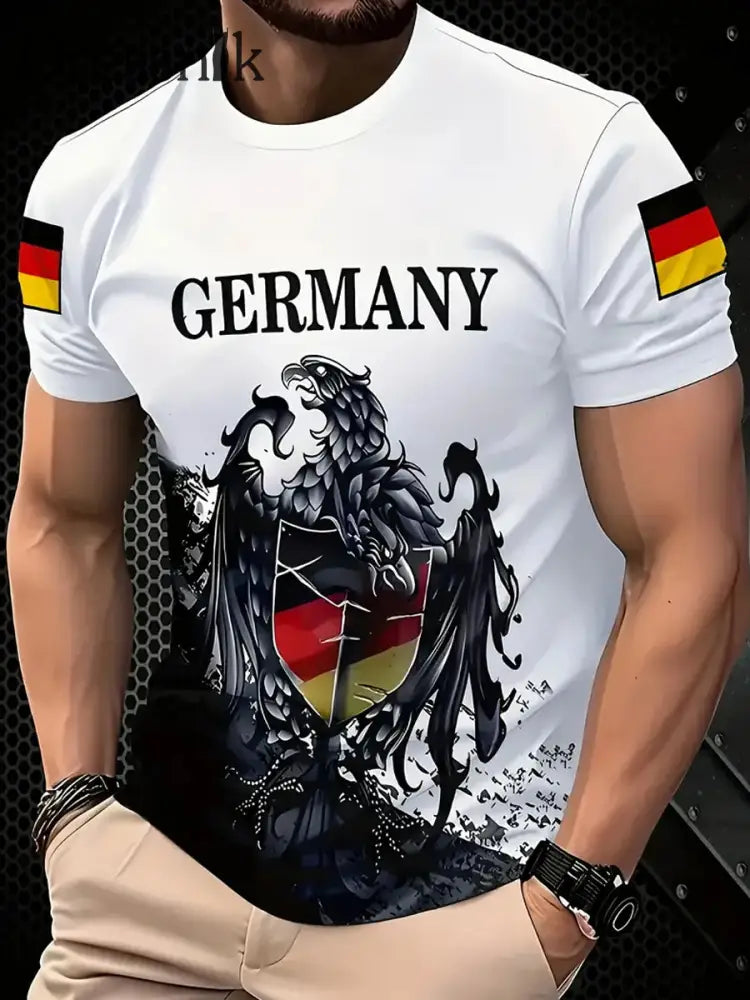 Herren Vintage Deutsches Kunstdruck Kurzarm T-Shirt A / S