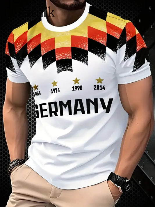 Herren Vintage Deutsches Kunstdruck Kurzarm T-Shirt A / S