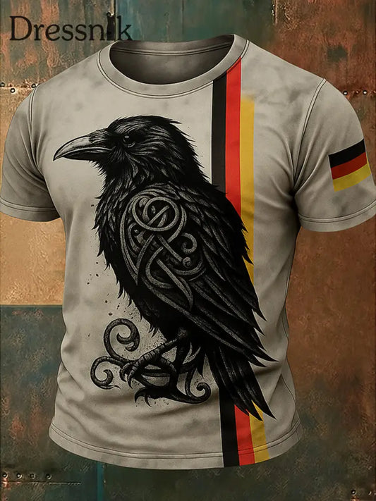 Herren Vintage Deutschland Flagge Viking Grafik Bedruckt Rundhals mit sportlichen kurzen Ärmeln T-Shirt A / S