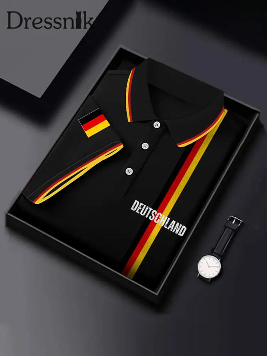 Herren Vintage Deutschland Print Casual Top Schwarz / S