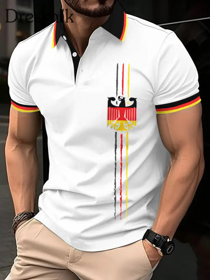 Herren Vintage Deutschland Print Casual Top Weiß / S