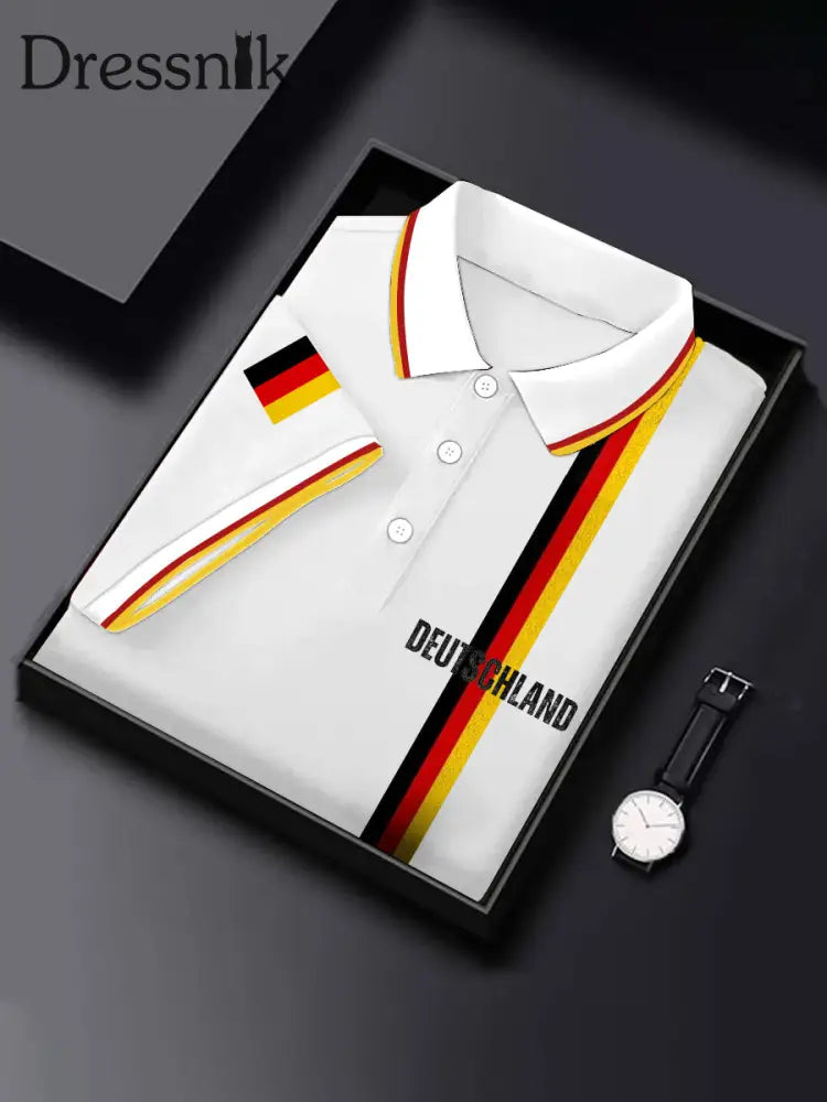 Herren Vintage Deutschland Print Casual Top Weiß / S