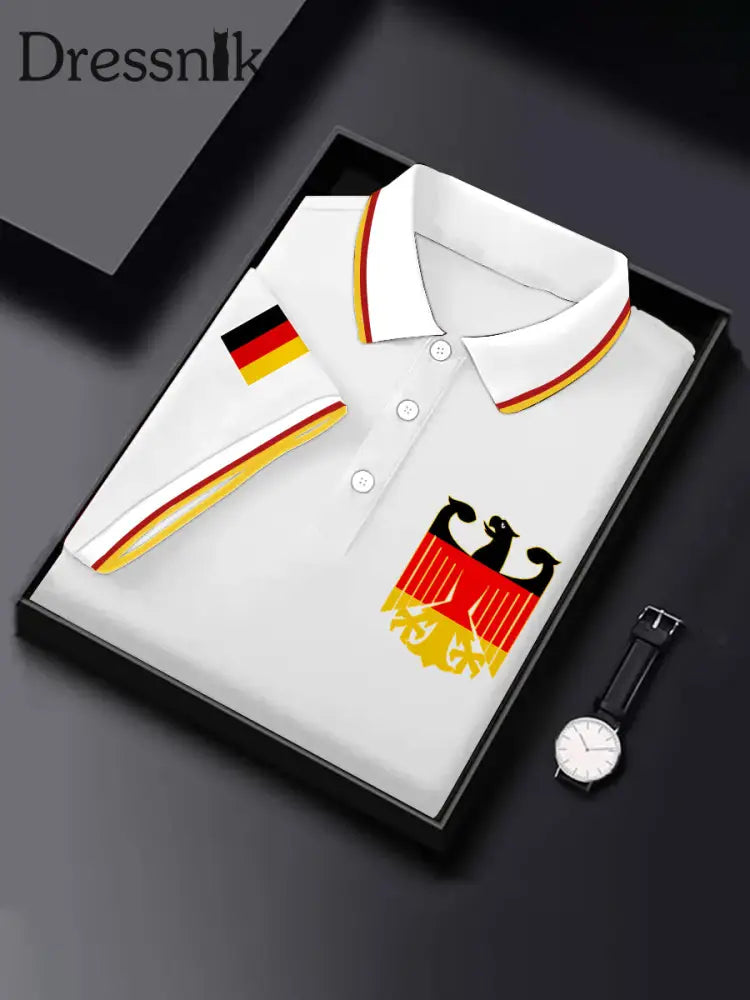 Herren Vintage Deutschland Print Casual Top Weiß / S