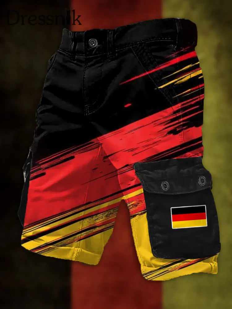Herren Vintage Deutschland Print Freizeit-Cargo-Shorts
