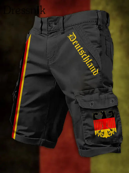 Herren Vintage Deutschland Print Freizeit-Cargo-Shorts
