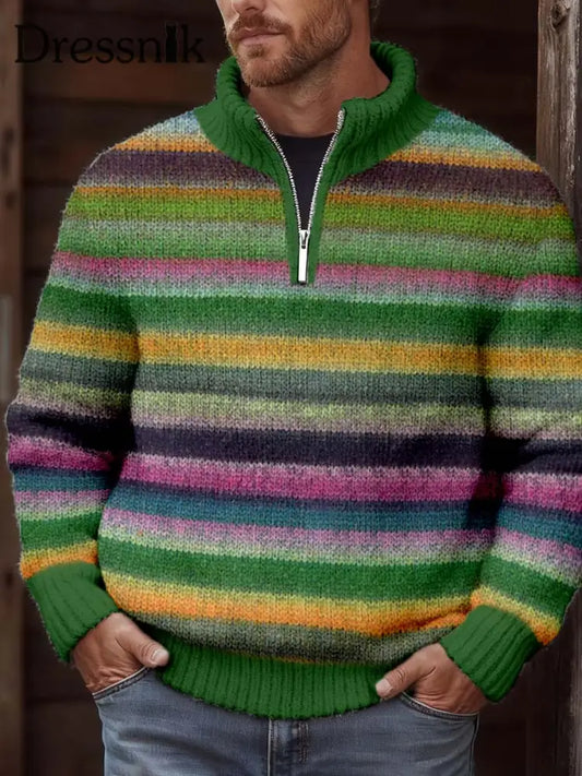 Herren Vintage Gestreifter Gemütlicher Strick pullover als bild / S