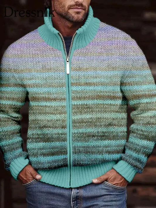 Herren Vintage Gradient Gemütlicher Strick-Hoodie als bild / S