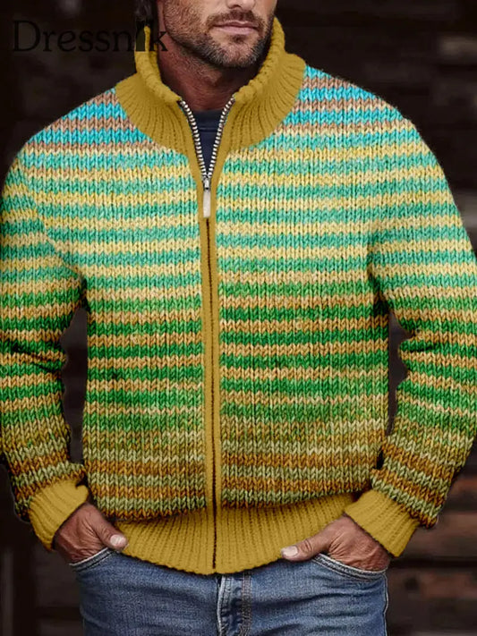 Herren Vintage Gradienten farbe Gemütliche Strickjacke als bild / S