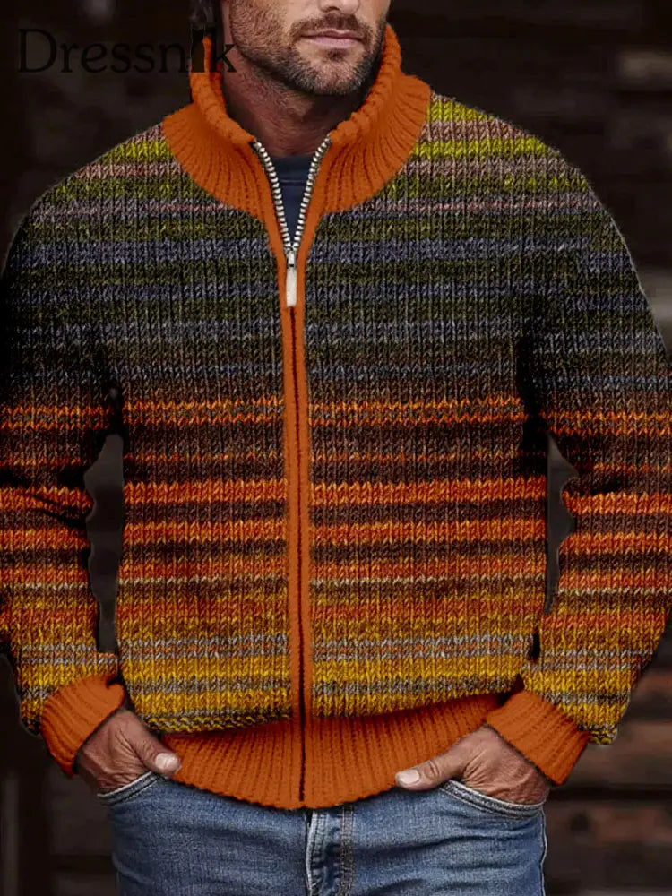 Herren Vintage Gradienten farbe Gemütliche Strickjacke als bild / S