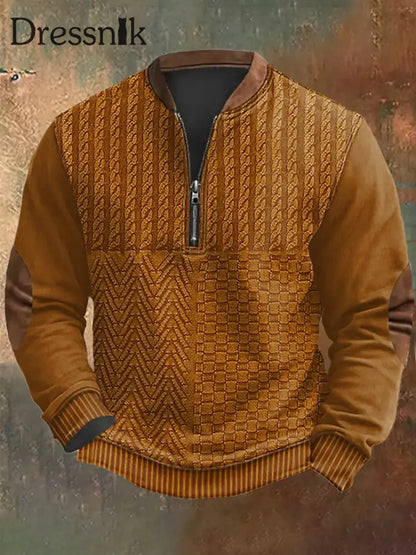 Herren Vintage Kabel muster Print Casual Reiß verschluss Sweatshirt Bild 2 / S