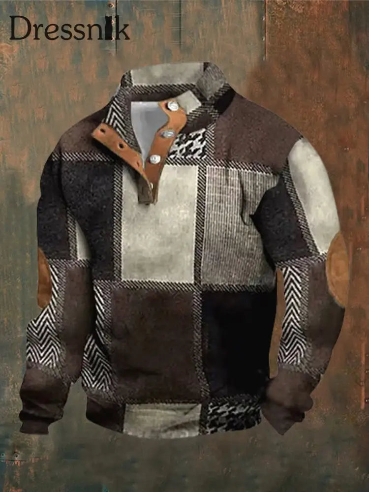 Herren Vintage Kabel muster Print Casual Sweatshirt als bild / S