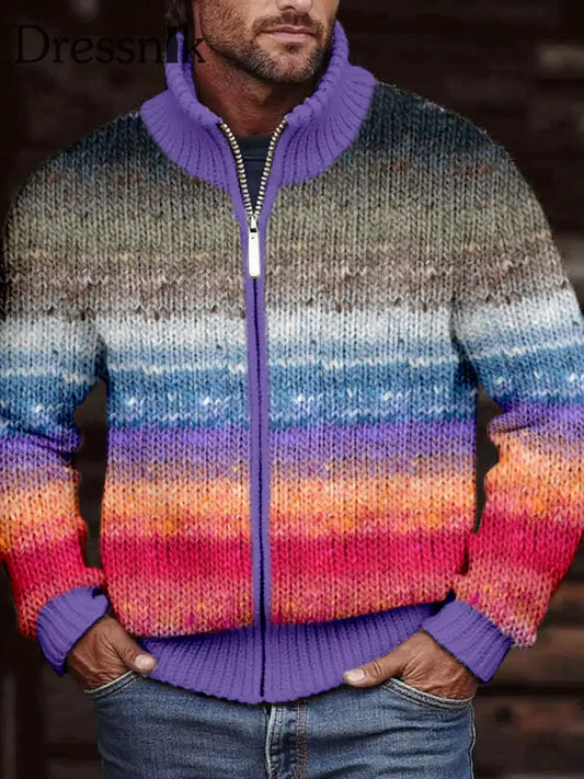 Herren Vintage Kontrast farbe Gemütliche Strickjacke als bild / S