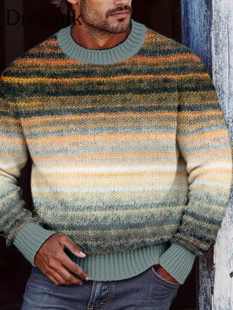 Herren Vintage Kontrast farbe Gemütlicher Strick pullover als bild / S