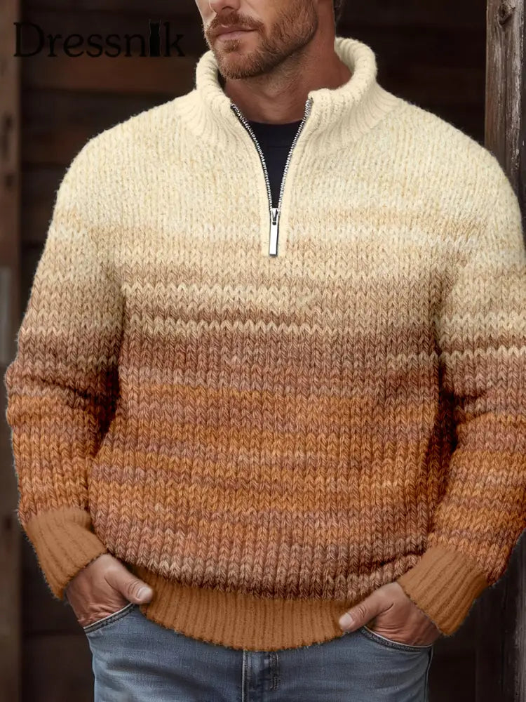 Herren Vintage Kontrast farbe Gemütlicher Strick pullover als bild / S