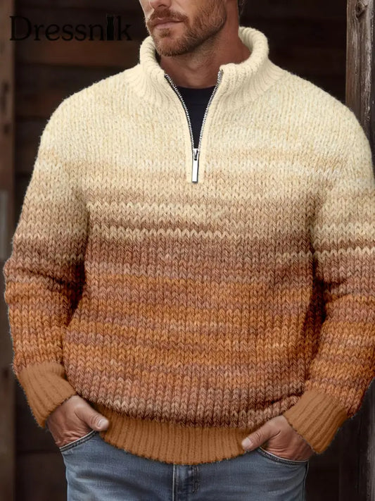 Herren Vintage Kontrast farbe Gemütlicher Strick pullover als bild / S