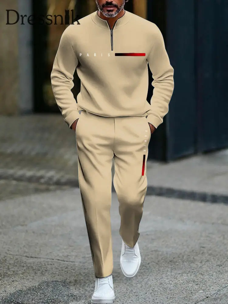 Herren Vintage Minimalist Casual Business Polo Hose Anzug mehrfarbig / S