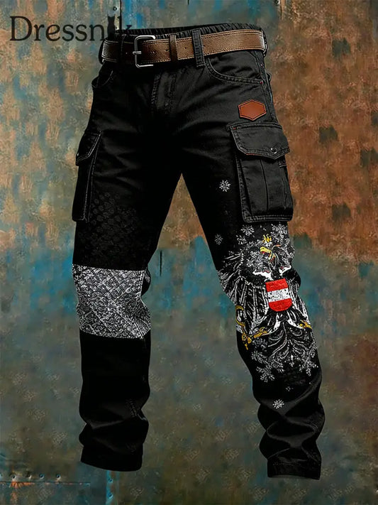 Herren Vintage Österreich ische Flagge Kunstdruck Business Casual Arbeits hosen A / S