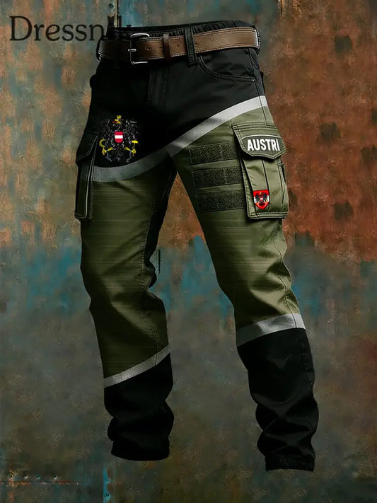 Herren Vintage Österreich ische Flagge Kunstdruck Business Casual Arbeits hosen A / S