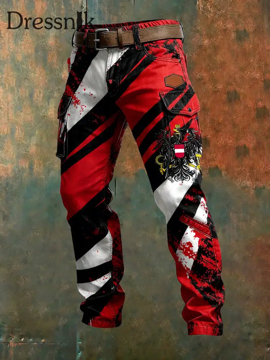 Herren Vintage Österreich ische Flagge Kunstdruck Business Casual Arbeits hosen A / S