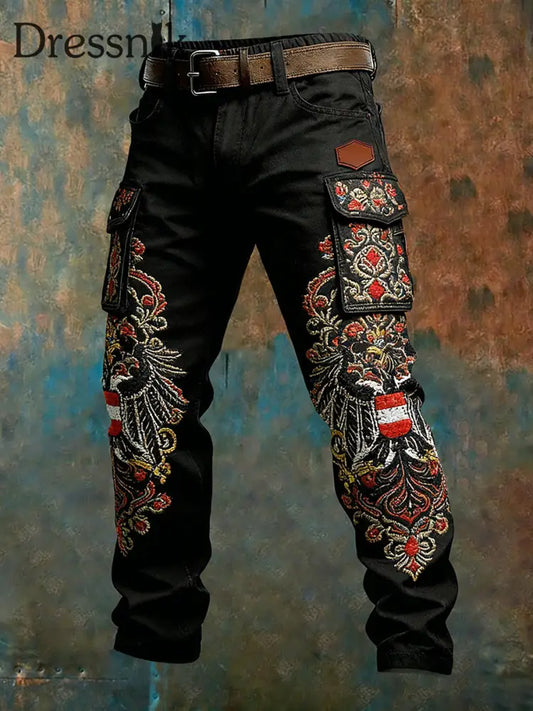 Herren Vintage Österreich ische Flagge Kunstdruck Business Casual Arbeits hosen A / S