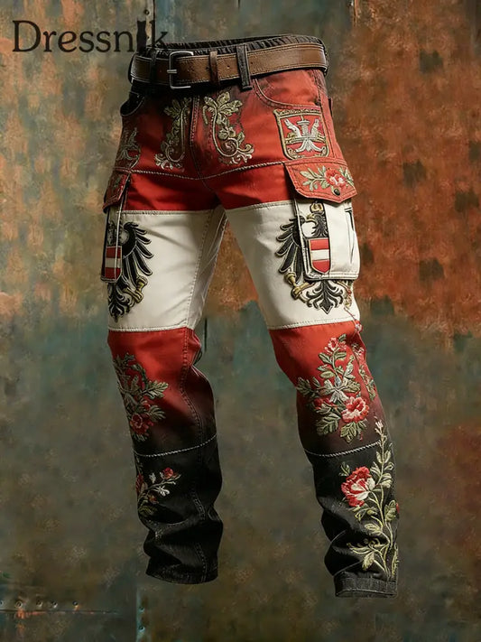 Herren Vintage Österreich ische Flagge Kunstdruck Business Casual Arbeits hosen A / S