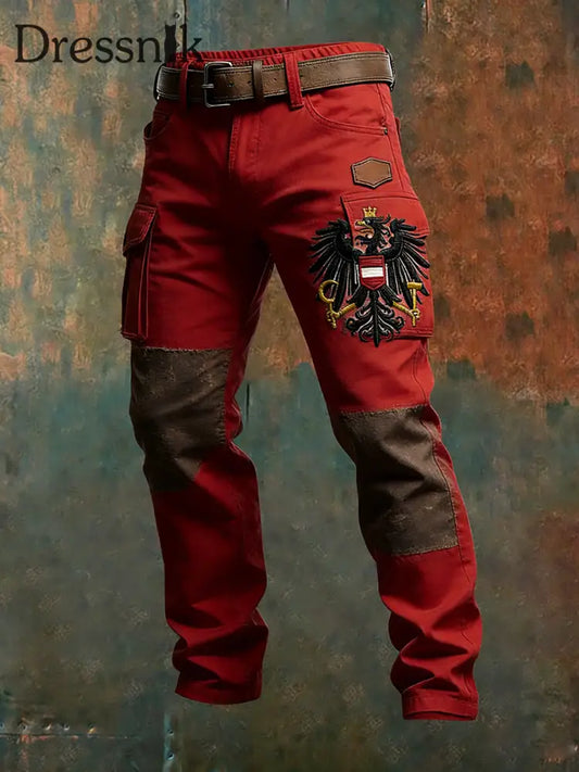 Herren Vintage Österreich ische Flagge Kunstdruck Business Casual Arbeits hosen A / S