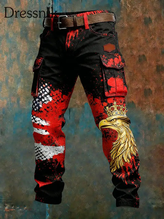 Herren Vintage Österreich ische Flagge Kunstdruck Business Casual Arbeits hosen A / S