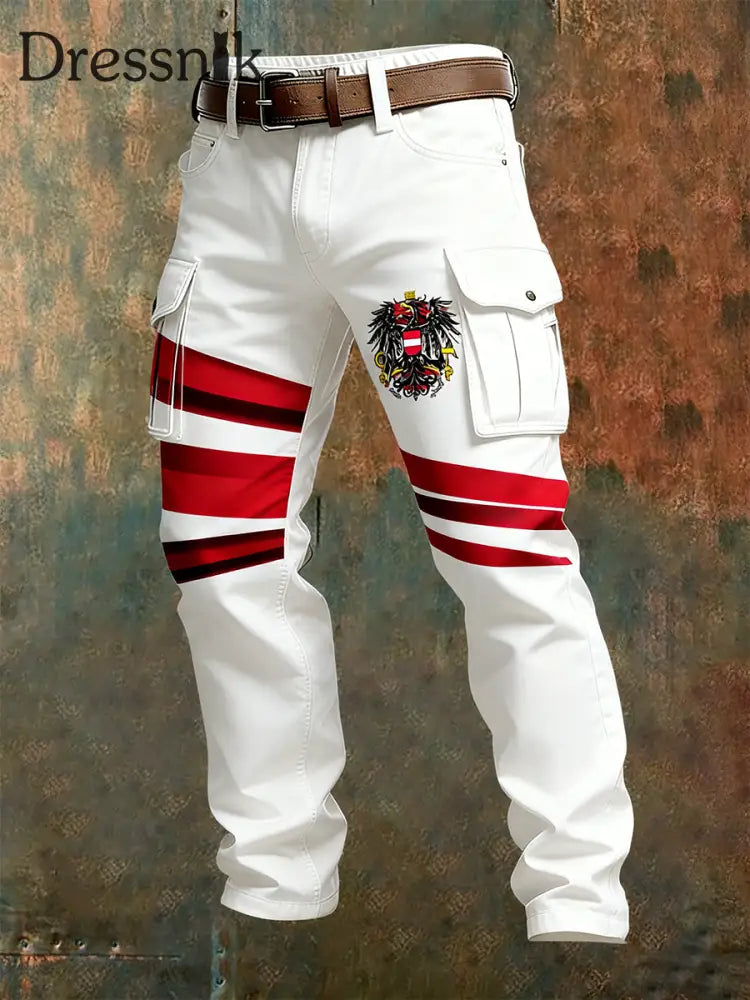 Herren Vintage Österreich ische Flagge Kunstdruck Business Casual Arbeits hosen A / S