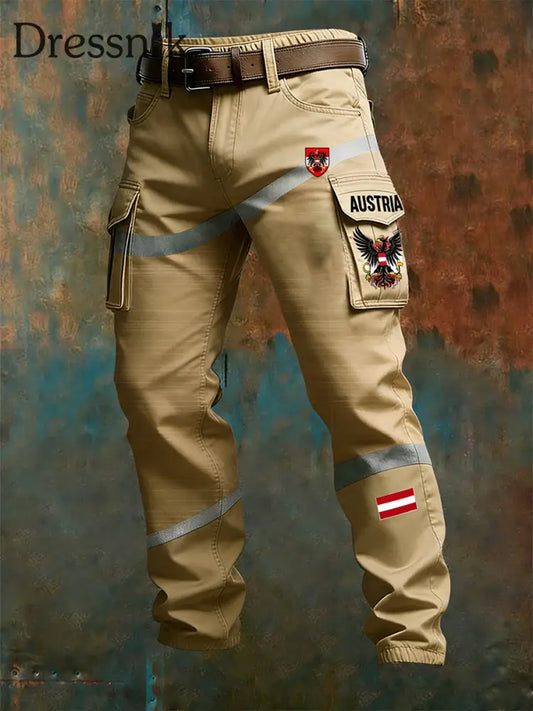 Herren Vintage Österreich ische Flagge Kunstdruck Business Casual Arbeits hosen A / S