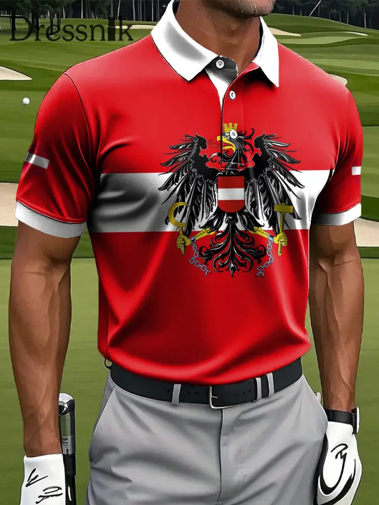 Herren Vintage Österreich ische Flagge Patch Casual Polo Shirt mehrfarbig / S