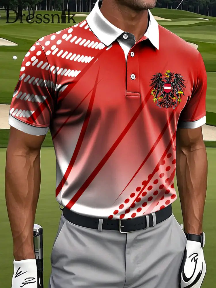 Herren Vintage österreich isches Emblem Steigung geometrisches Business-Polo-Shirt Rot / S