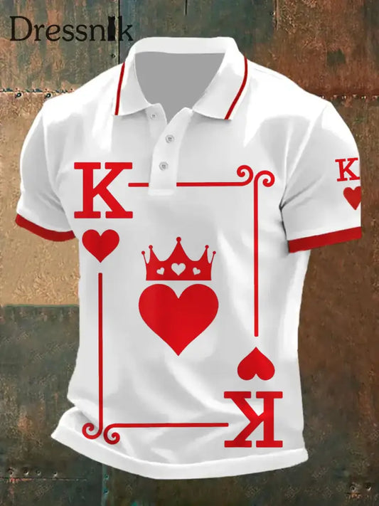 Herren Vintage Poker Casual Polo Shirt A / S