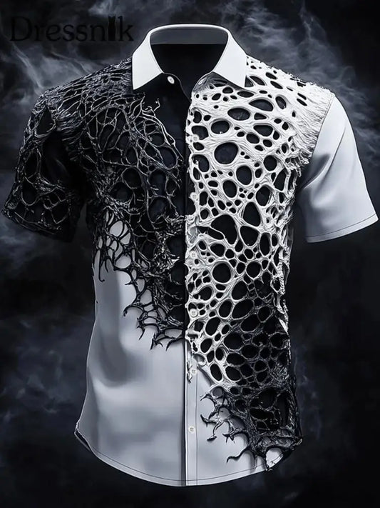 Herren Vintage Schädel Kurzarm Hemd als bild / S