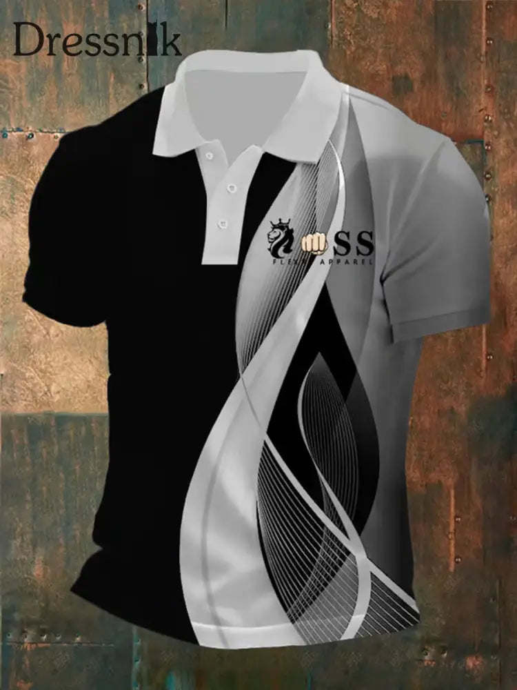 Herren Vintage Schriftzug lässig Polo-Shirt A / S