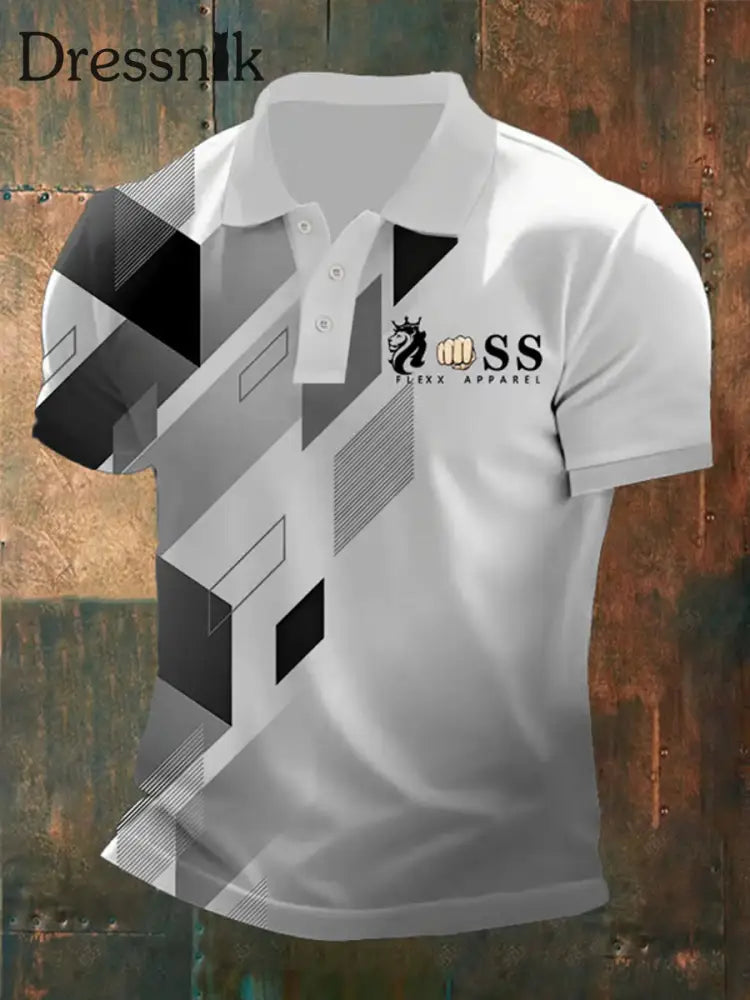 Herren Vintage Schriftzug lässig Polo-Shirt A / S